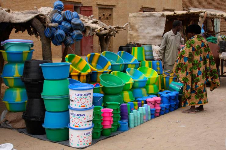 Buckets in the market, Timbuktu, Mali, Africa