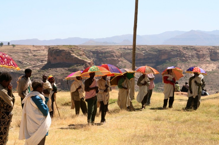 A woman's funeral at Debre Demo Monastery, Ethiopia, Africa