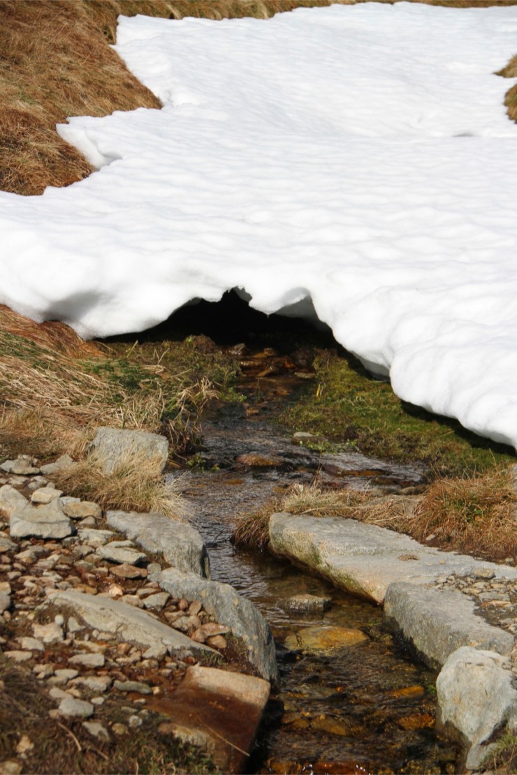 Snow melt, Helvellyn, Lake District, England