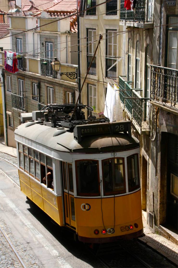 Yellow tram, Lisbon, Portugal