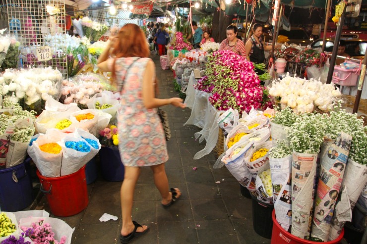 Pak Khlong Talat, Night Flower Market, Bangkok, Thailand