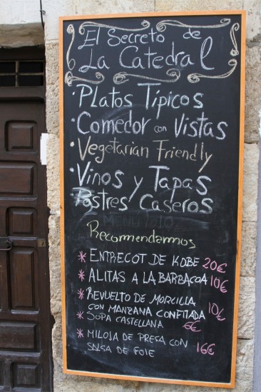 Restaurant menu, Cuenca, Castilla-La Mancha, Spain