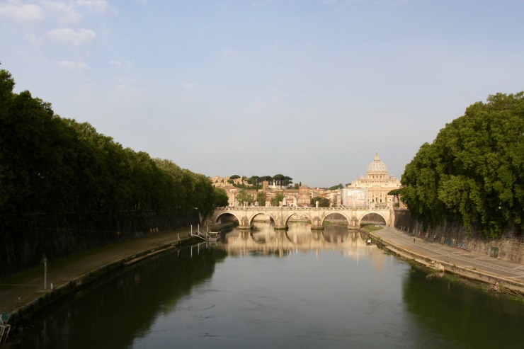 The Vatican City and St. Peter's seen from the River Tiber, Rome, Italy