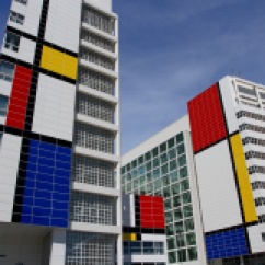Mondrian-inspired blocks of colour in The Hague, Netherlands
