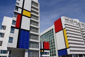 Mondrian-inspired blocks of colour in The Hague, Netherlands