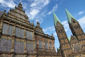 Gothic Town Hall and Cathedral of Saint Peter, Altstadt, Bremen, Germany
