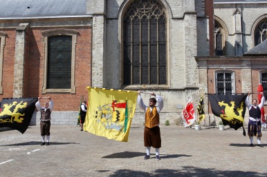 Flag waving, Sint-Niklaasplein, Sint-Niklaas, Belgium